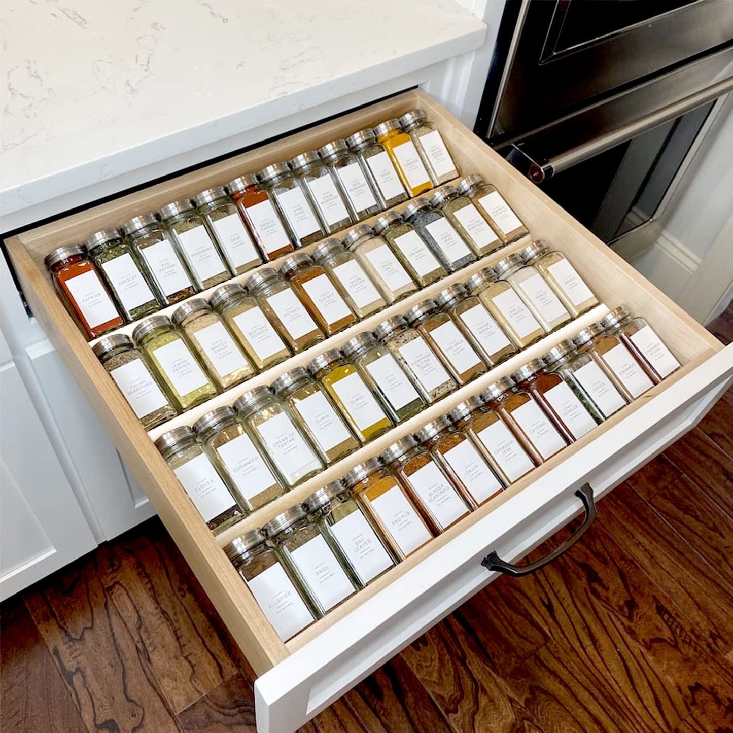 MIUKAA Clear Acrylic Spice Drawer Organizer, 4 Tier- 2 Set Expandable From 13" to 26" Drawer