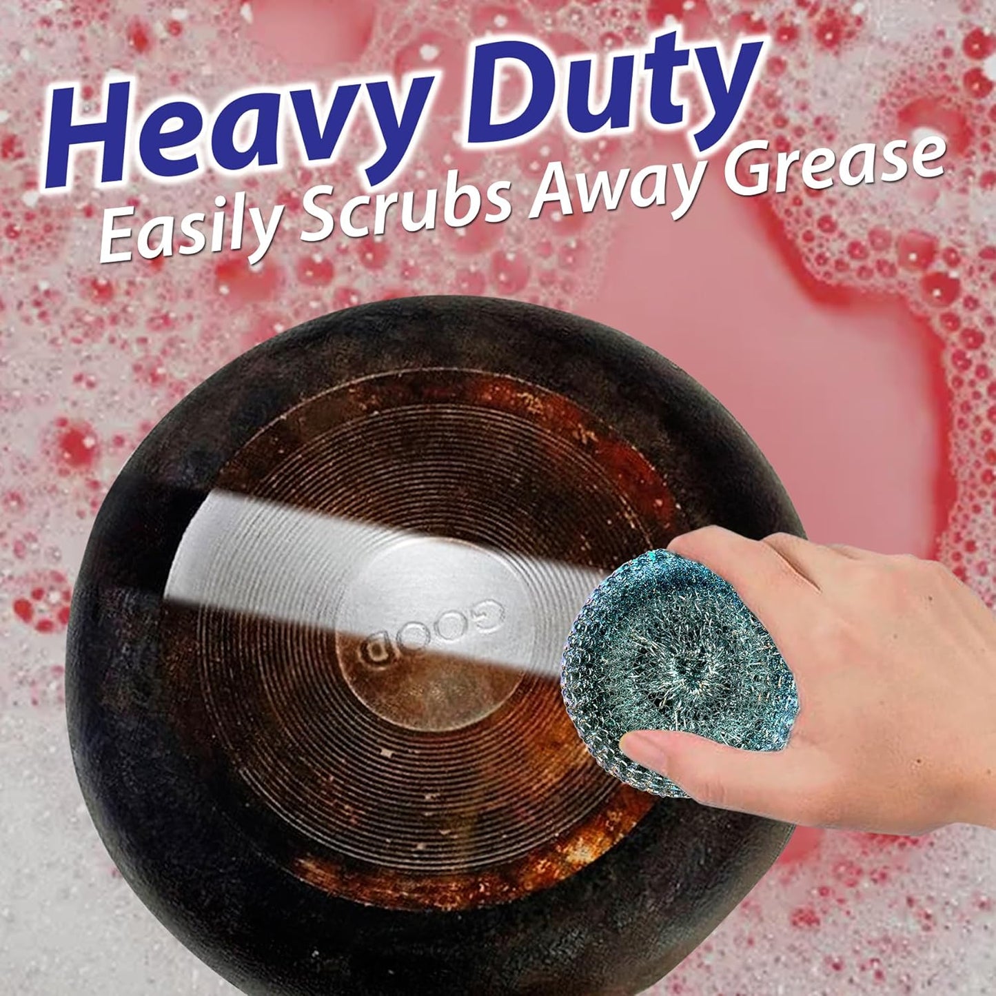 5 Pcs ESSPERTA Stainless Steel Wool Scrubber，5 Steel Scrubber Wool Pads for Cleaning Dishes, Metal Scrubber Pot Scrubbers Can Clean Iron Pots, Stoves, Barbecue Grills, Wash Sink