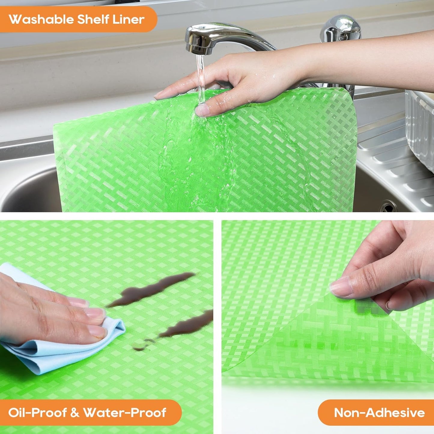 Green Fridge Liner Shelf Liners for Kitchen Cabinet Refrigerator Liners Waterproof & Oil-Proof Kitchen Cupboard Liner Non Adhesive Drawer Mats EVA Material for Shelves 11.8 x 236.2 Inches