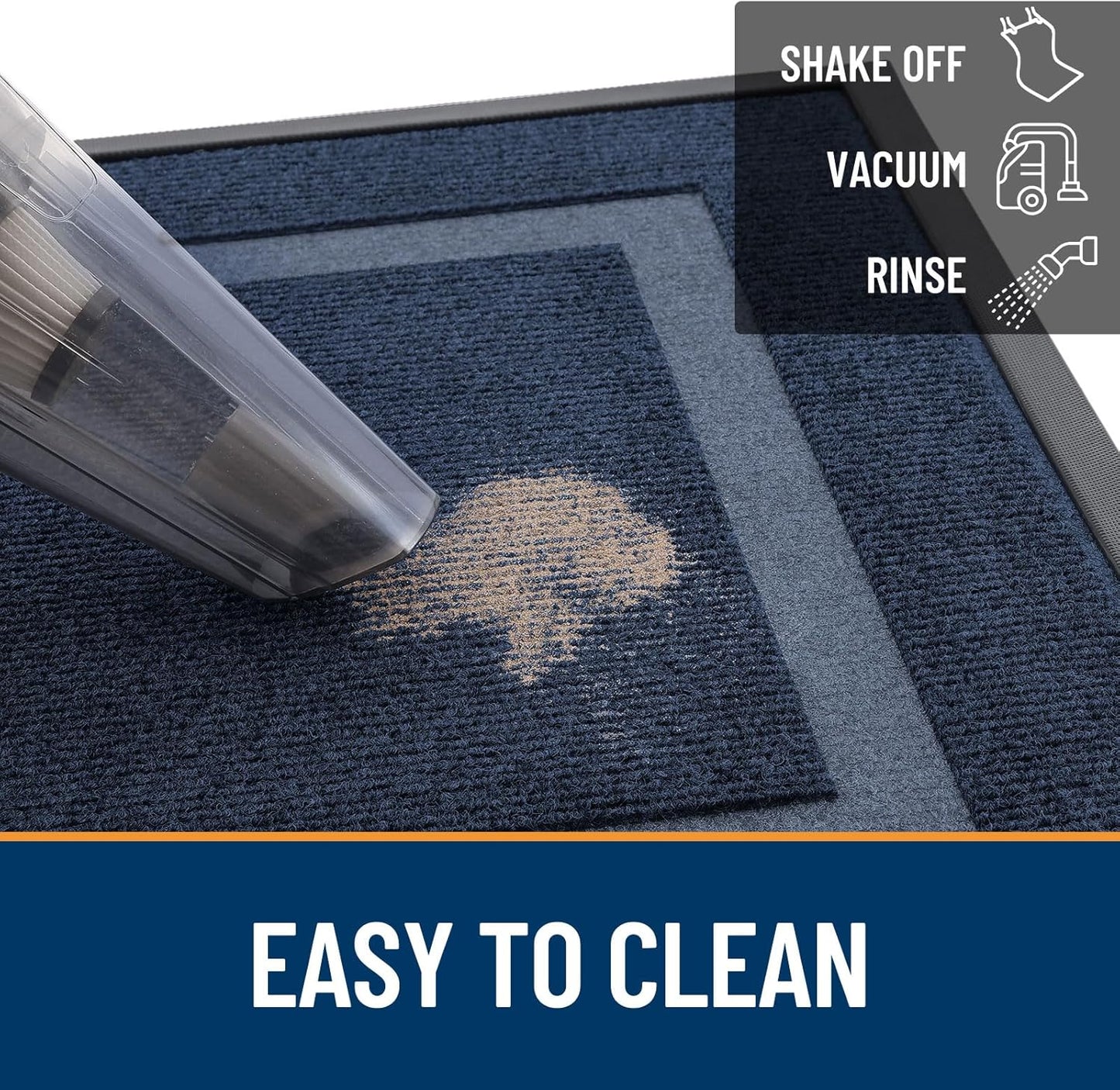 OLANLY Front Door Mat Indoor Outdoor Entrance, Waterproof All-Season, All-Weather Doormat, Sturdy Natural Rubber, Fade Resistant, Low Profile, Easy Clean Patio Porch Entryway Mat, 47x24, Blue