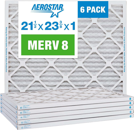 Aerostar 21.5x23.375x1 MERV 8-6 Count - High Efficiency Pleated HVAC, Furnace & Air Conditioner