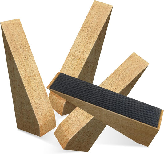 4 Pack Wooden Door Stop - Non-Slip Door Stoppers for Floor - Door Wedges for All Door Types and