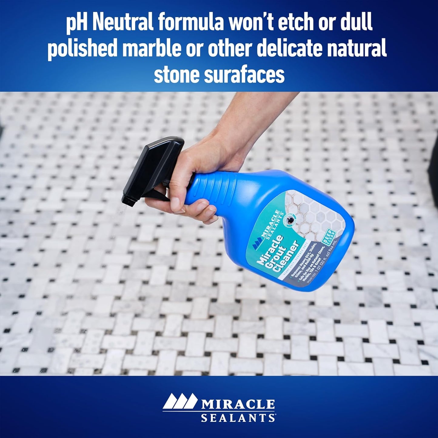 Miracle Sealants Heavy Duty Miracle Grout Cleaner Spray for Natural Stone, Marble, Tile & Grout, Quart, 6 Pack