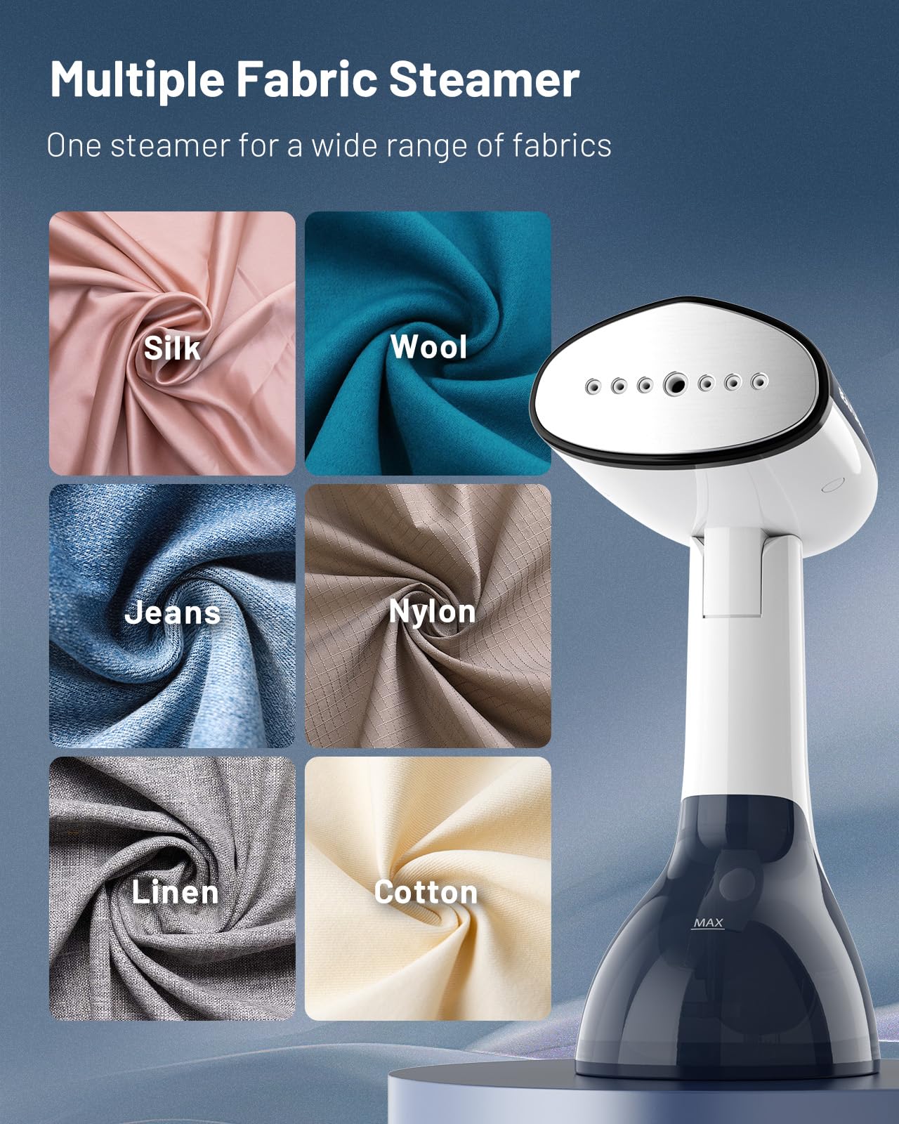 BEAUTURAL Steamer for Clothes, Handheld Garment Wrinkle Remover, White
