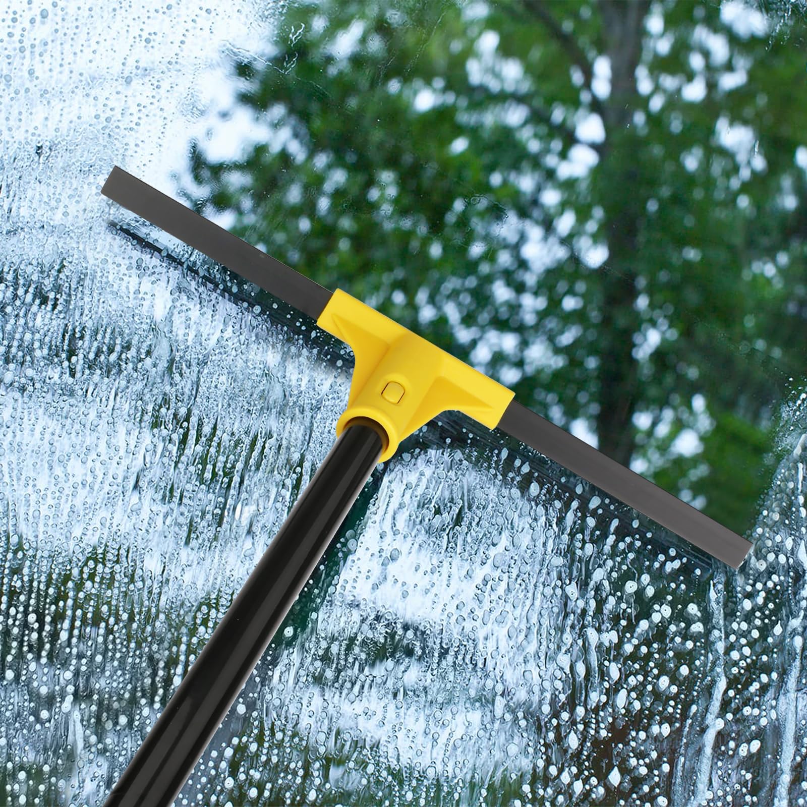 Squeegee Broom for Floor, 18'' Heavy Duty Rubber Wiper with 60'' Long Handle for Bathroom Tile