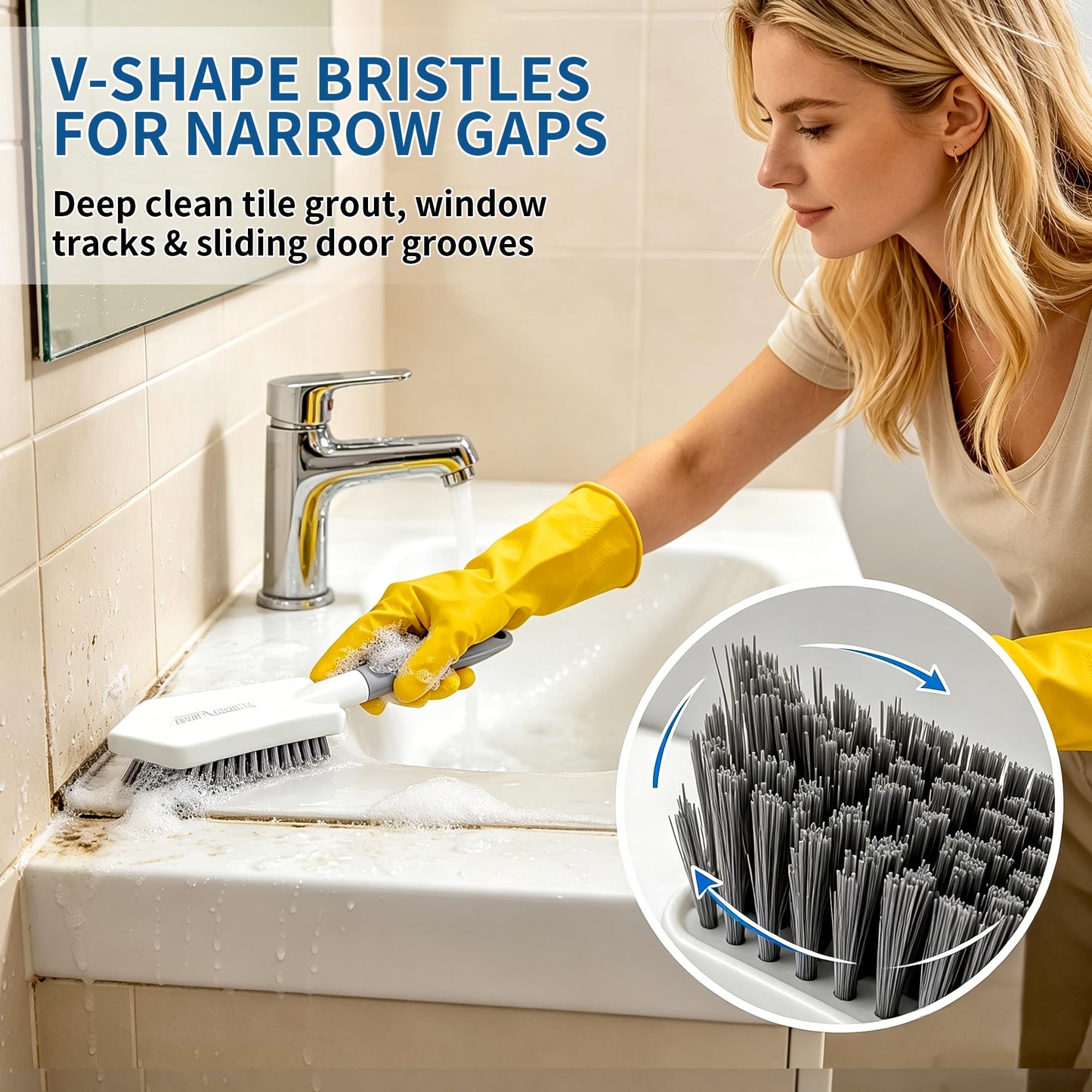 3PCS Heavy Duty Scrub Brush Set - Shower Cleaning Brushes for Bathroom