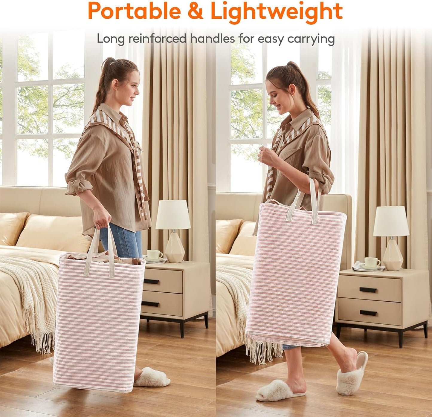 Lifewit 2 Pack Laundry Hamper Large Collapsible Laundry Baskets, Freestanding Waterproof Clothes Hamper with Easy Carry Handles in Laundry Room Bedroom Bathroom College Dorm for Adults, Pink, 2 x 80L