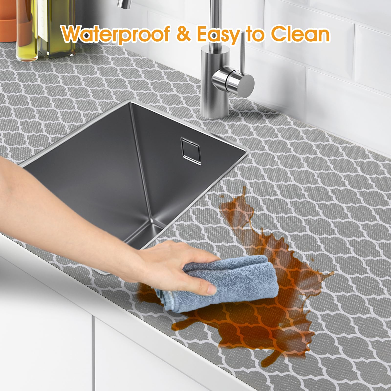 Shinlendid Shelf and Drawer Liner for Kitchen Cabinet Non-Adhesive Non Slip