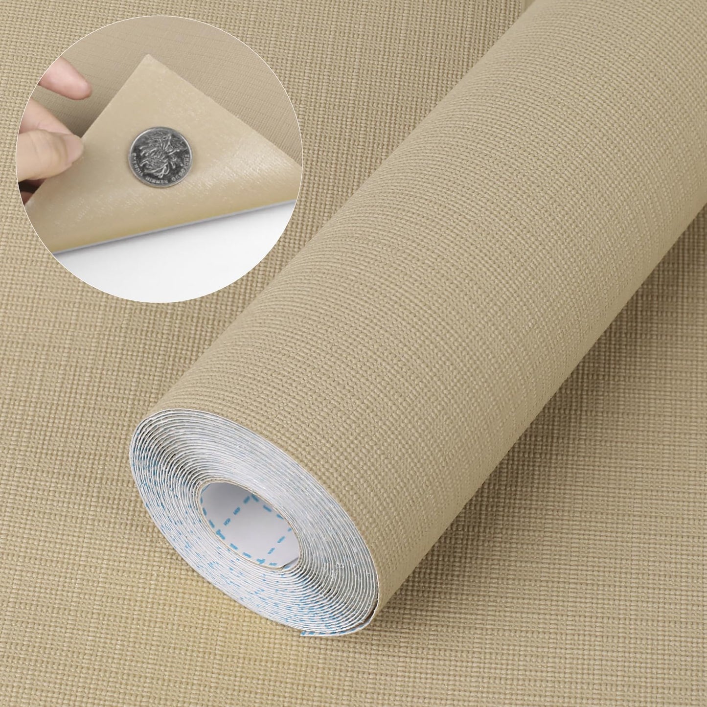 Self Adhesive Shelf Liner, 11.8" x 118.1" Peel and Stick Drawer Liner Khaki