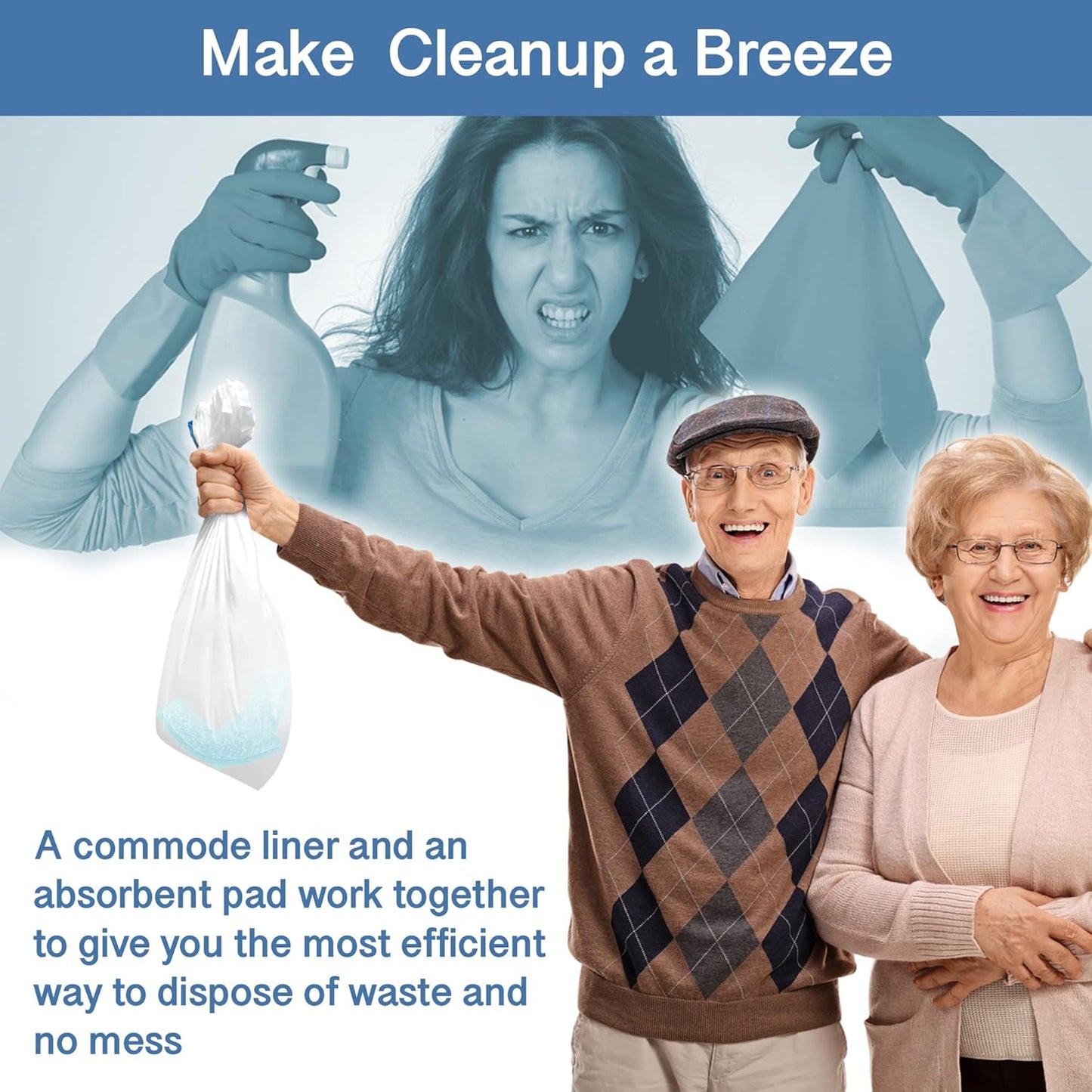 Commode Absorbent Pads for Bedside Commode Liners - 100 Vanilla Scented Pads for Portable Toilet Bags, Bedside Toilet Liners, Potty Bags for Portable Toilet, Potty Chair Liners - No More Dirty Works