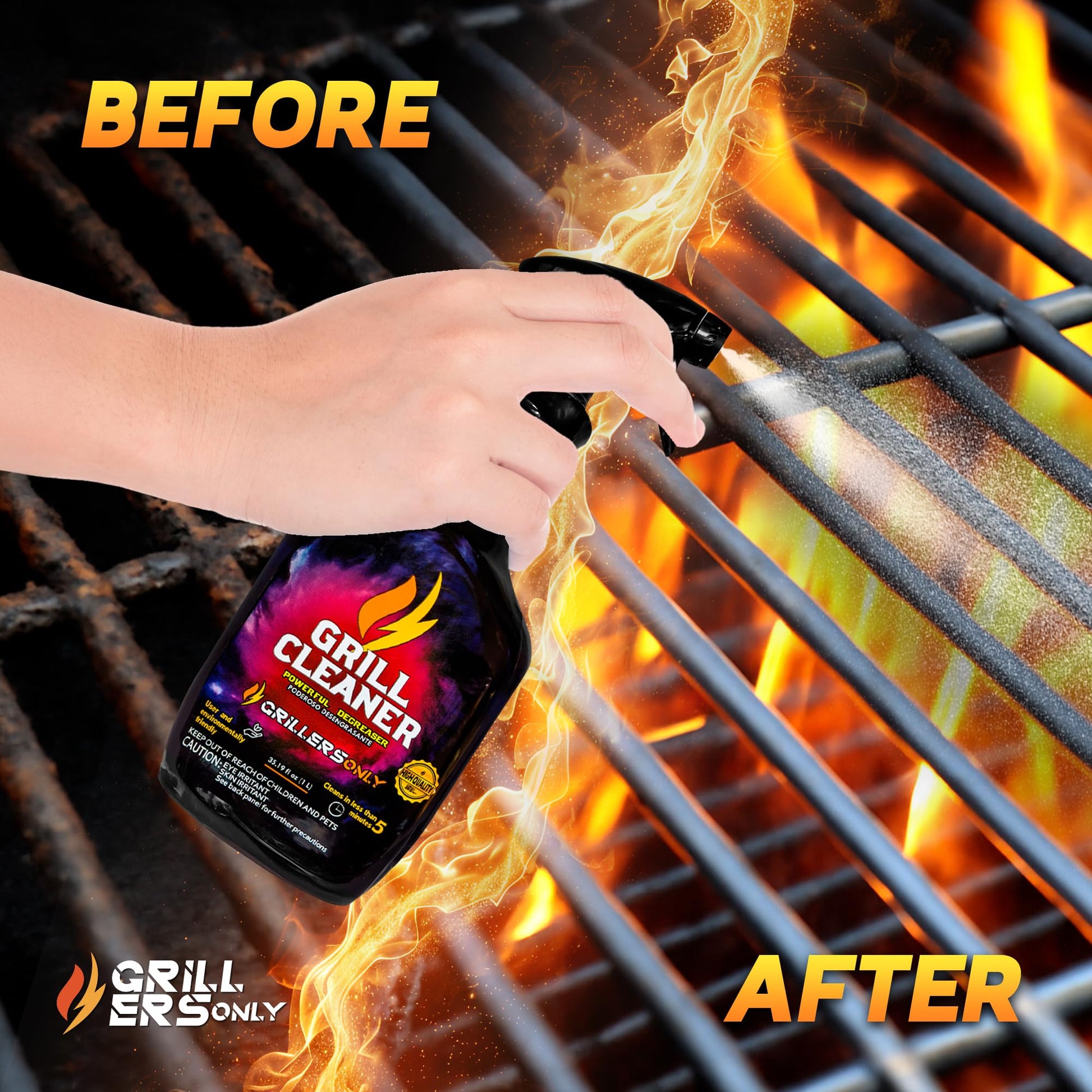 Grill Cleaner Spray & Degreaser | Heavy-Duty Grill Spray for BBQ, Griddles & Cast Iron Cleaner