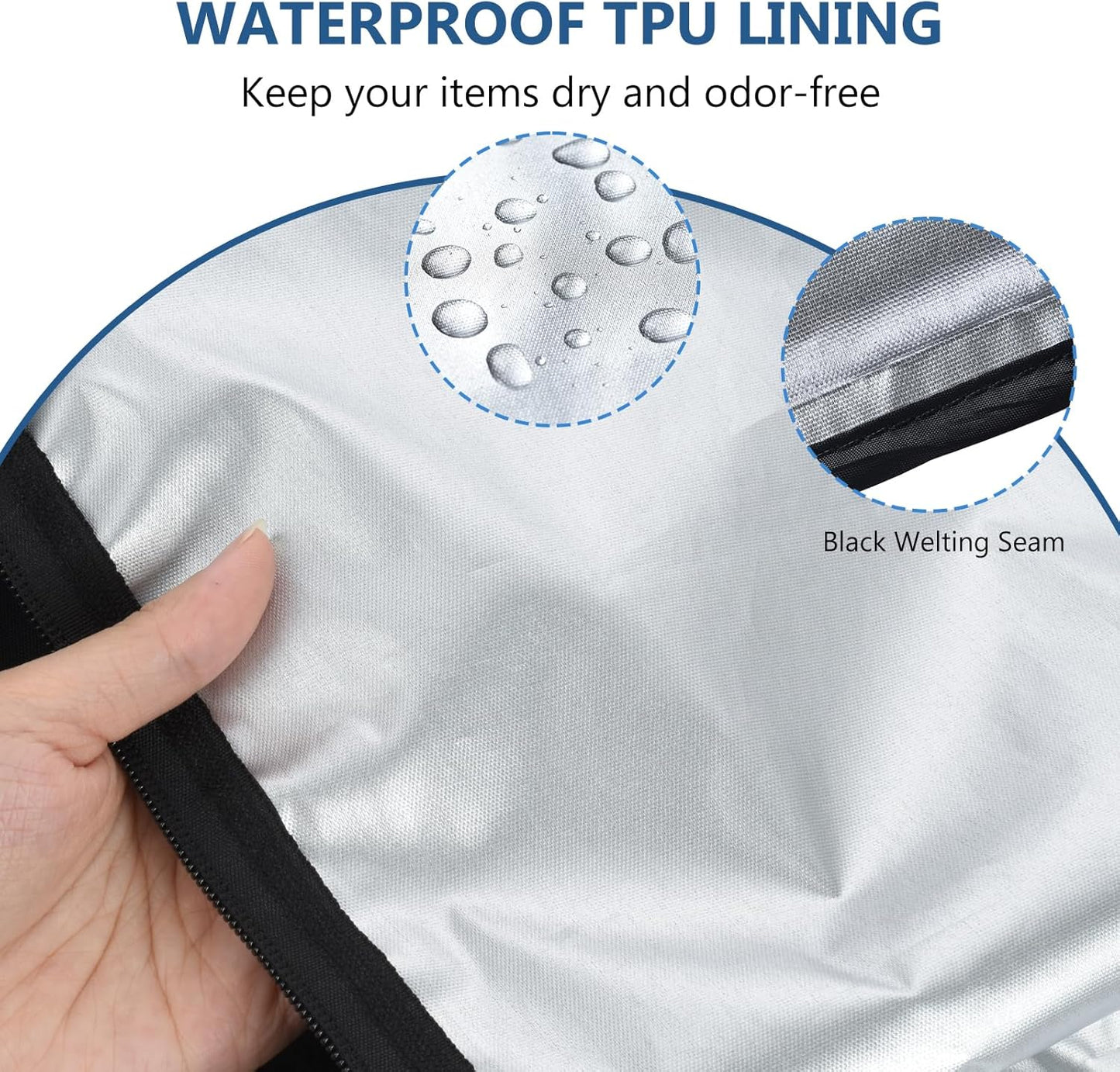 OTraki 2PCS Waterproof Bag for Swimsuit 12x16 inch Wet Dry Bags With Portable Handle & Zipper Reusable Travel Wet Clothes Gym Bag Storage for Beach/Pool/Swimming, Black&Grey