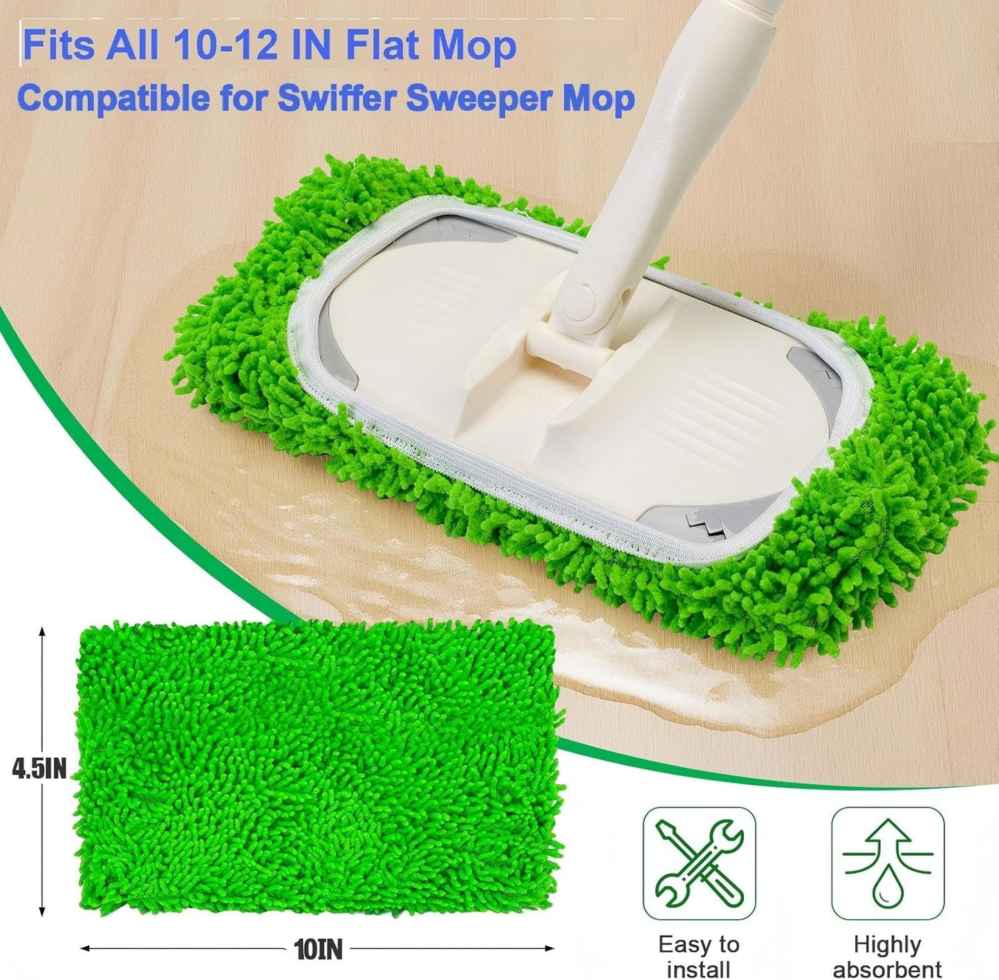 5 Pack Wet Mop Pads Refills for Swiffer Sweeper Mop Microfiber Reusable Replacement Mopping Pad for Surface Hardwood Floor Cleaning Mops Pads