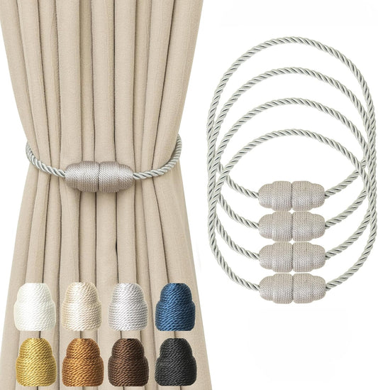 Magnetic Curtain Tiebacks Rope Curtain Tie Backs for Curtains 4 Pack Curtain Holders for Drapes