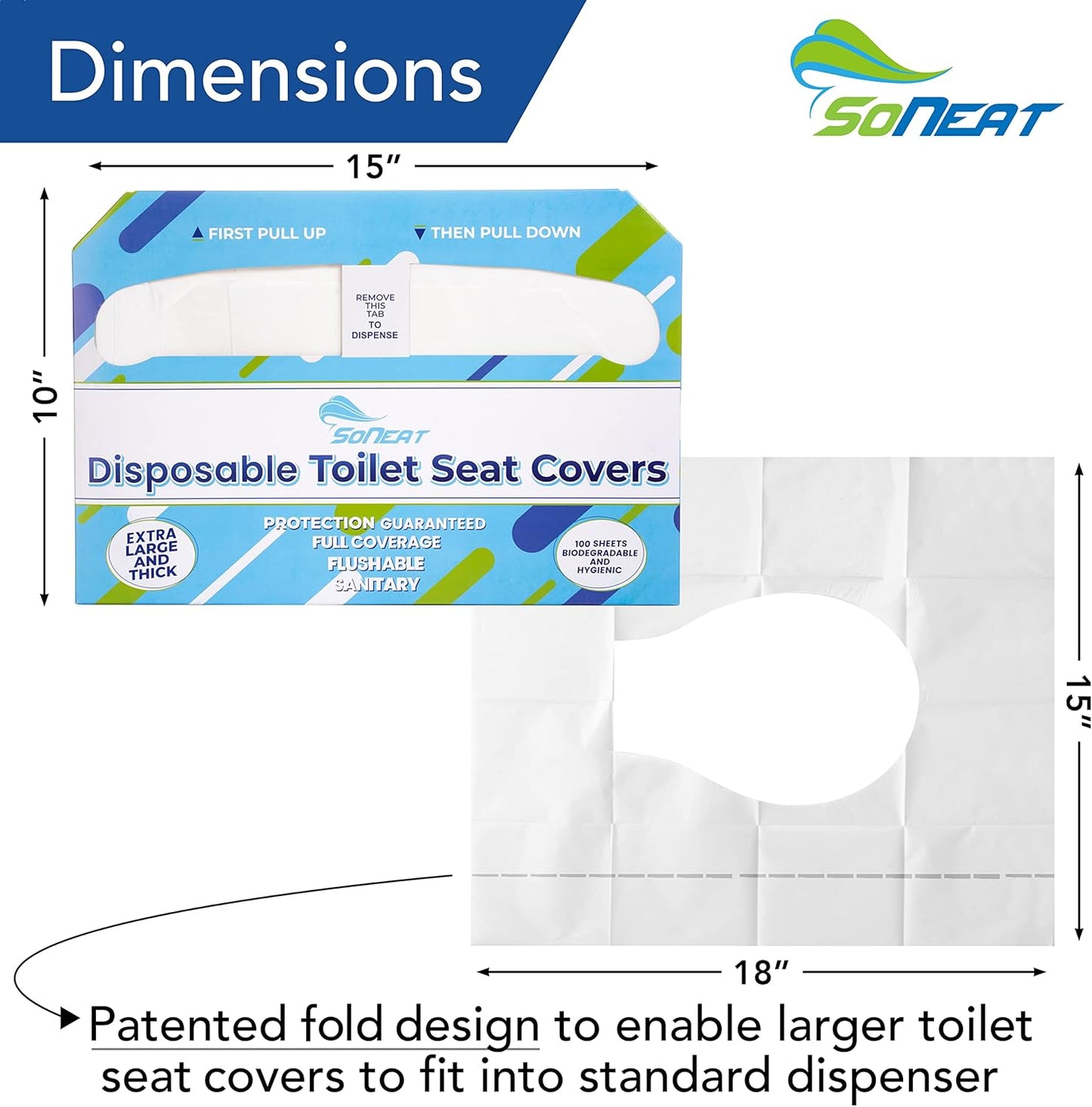Disposable Toilet Seat Covers XL Half Fold Flushable – 400 Sheets (4 Pack) for Public Facilities, Office, School, Hotel & Business Use – Premium toilet seat cover For Commercial Wall Dispenser