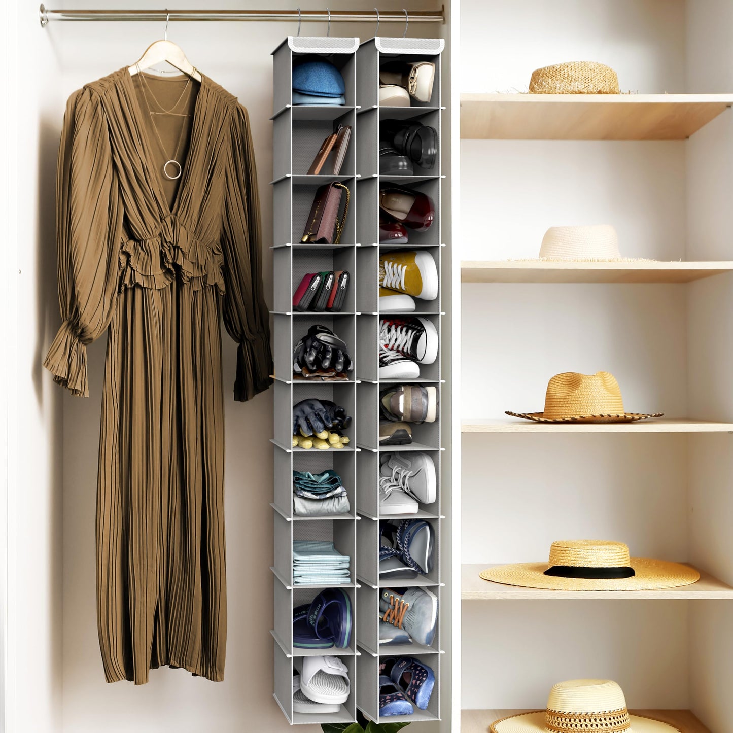 Simple Houseware 10 Shelves Closet Hanging Shoe Organizer, Gray