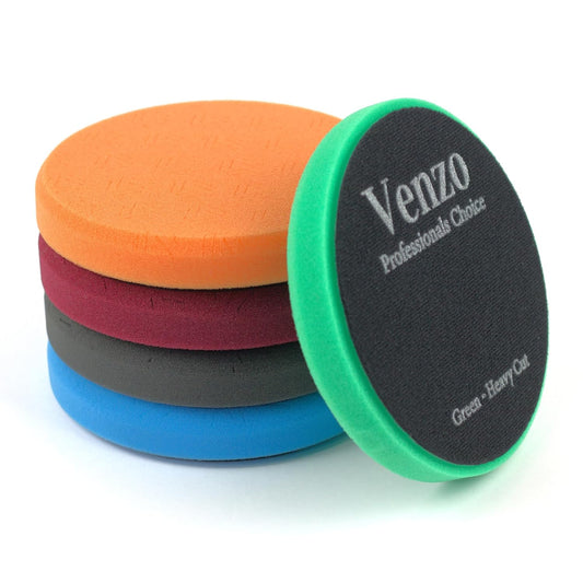 Venzo 3 Inch Buffing Polishing Pads, 5 Pcs 3.5" inch Front Side for 78mm Backing Plate, Buffing Polishing Kit, Cutting, Waxing Pads for Car Buffer & Polisher