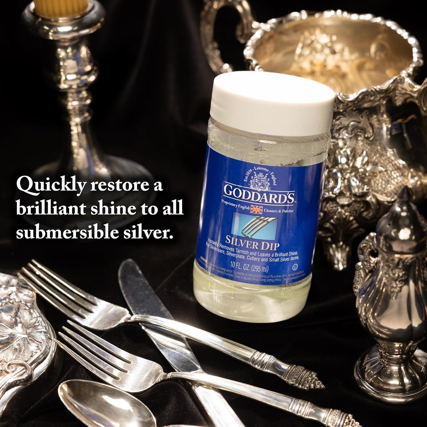 Goddard’s Silver Cleaner Dip – Silver Jewelry Cleaner Solution for Filigree Metalwork & Small Items – Professional Use Silver Tarnish Remover – Silverware Cleaning Supplies (10 oz)