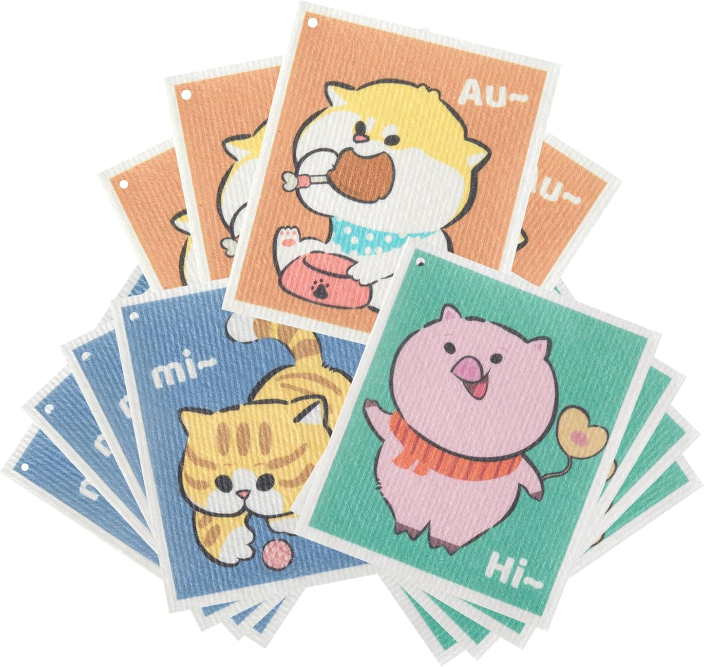 JOYMOOP Cartoon Cellulose Cleaning Cloth, Reusable Absorbent Dish Towels, Non-Scratch Washable Rags for Cookware, Kitchen and Household Cleaning - 12pcs, 6.7×7.9inch