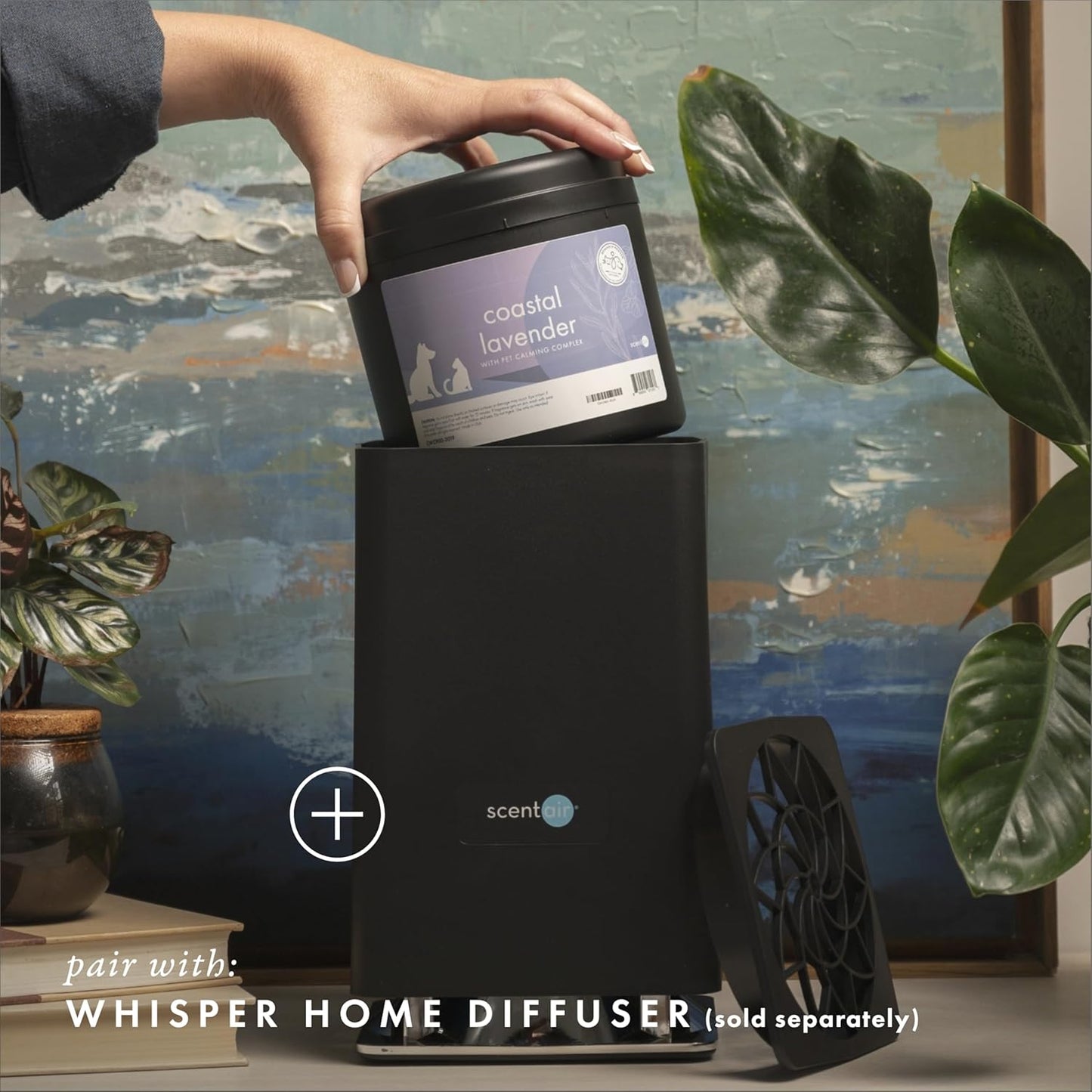 ScentAir Whisper Home Monthly Plug-in Refill, Fragrance Cartridge for Home and Office, Coastal Lavender Pet Calming