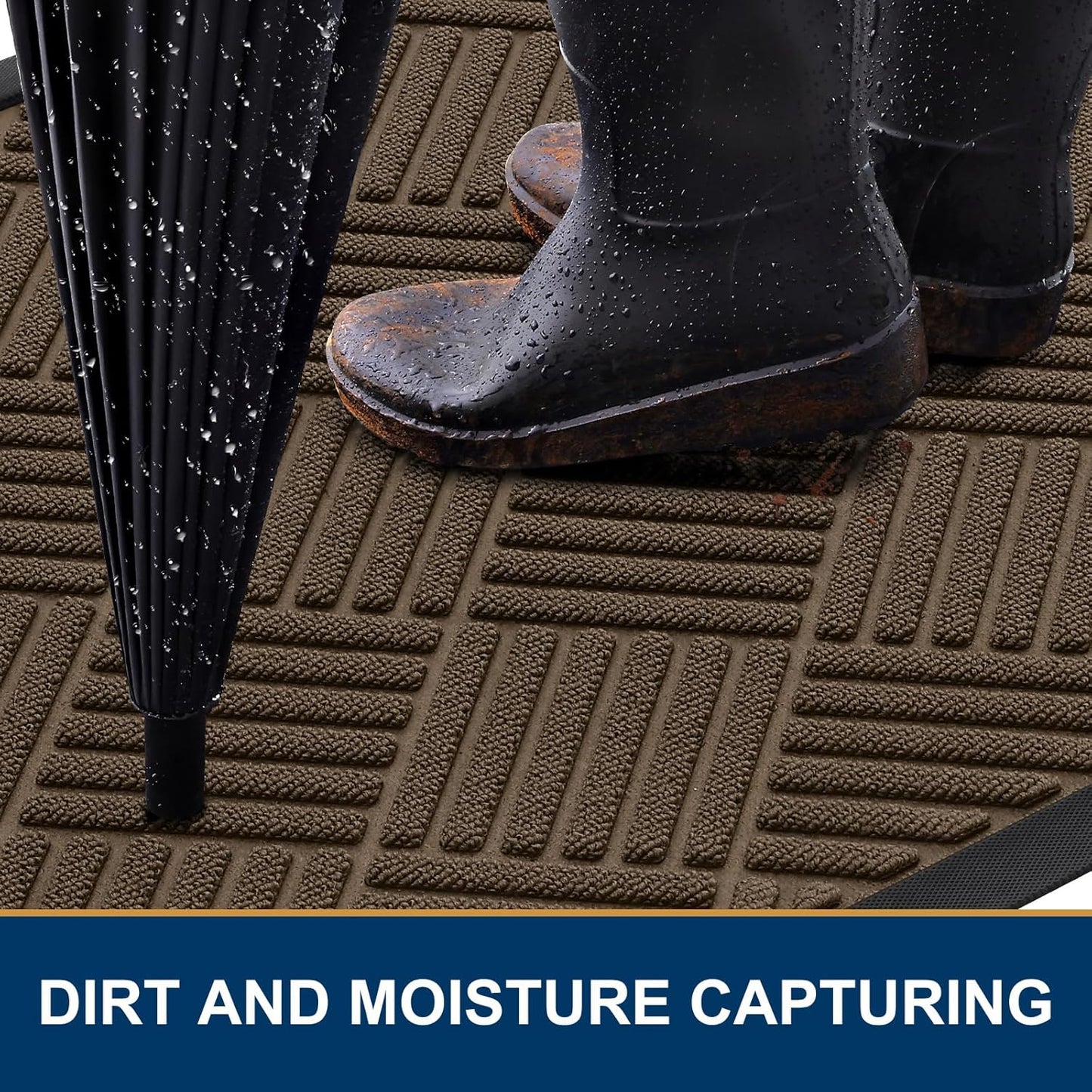 Smiry Front Door Mat Outside Entrance, Heavy Duty Outdoor Indoor Mat, Natural Rubber Doormat, Non Slip, Trap Dirt and Moisture, Easy Clean, Low Profile Patio Porch Entryway Mat, 29.5x17, Mix Brown