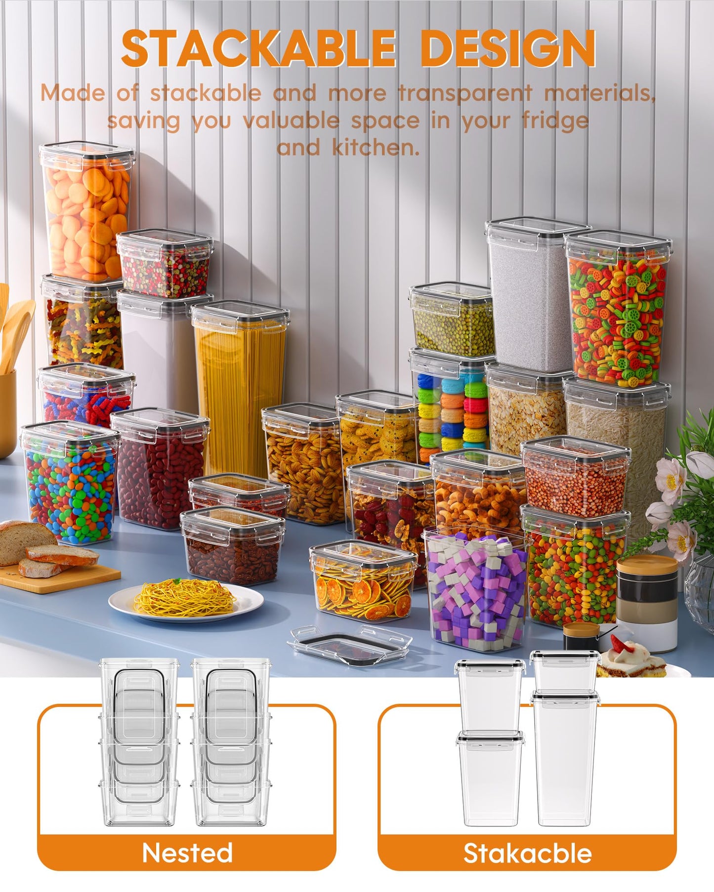 Airtight Food Storage Containers with Lids, 24 PCS Kitchen and Pantry Organization Canisters