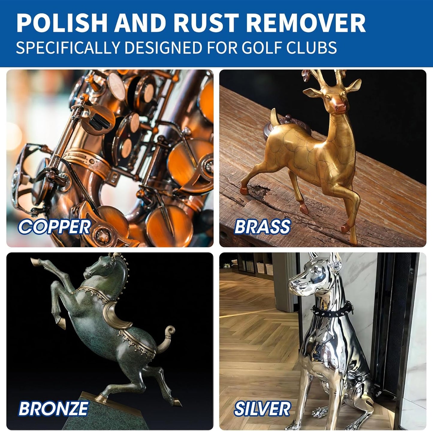 Brass Polish Copper Cream Cleaner Kit - Instant Polishing Cream And Protective Tarnish Removal, Metal Cleaner And Brightener For Antiques, Music Instruments, Copper Kettle And Sinks