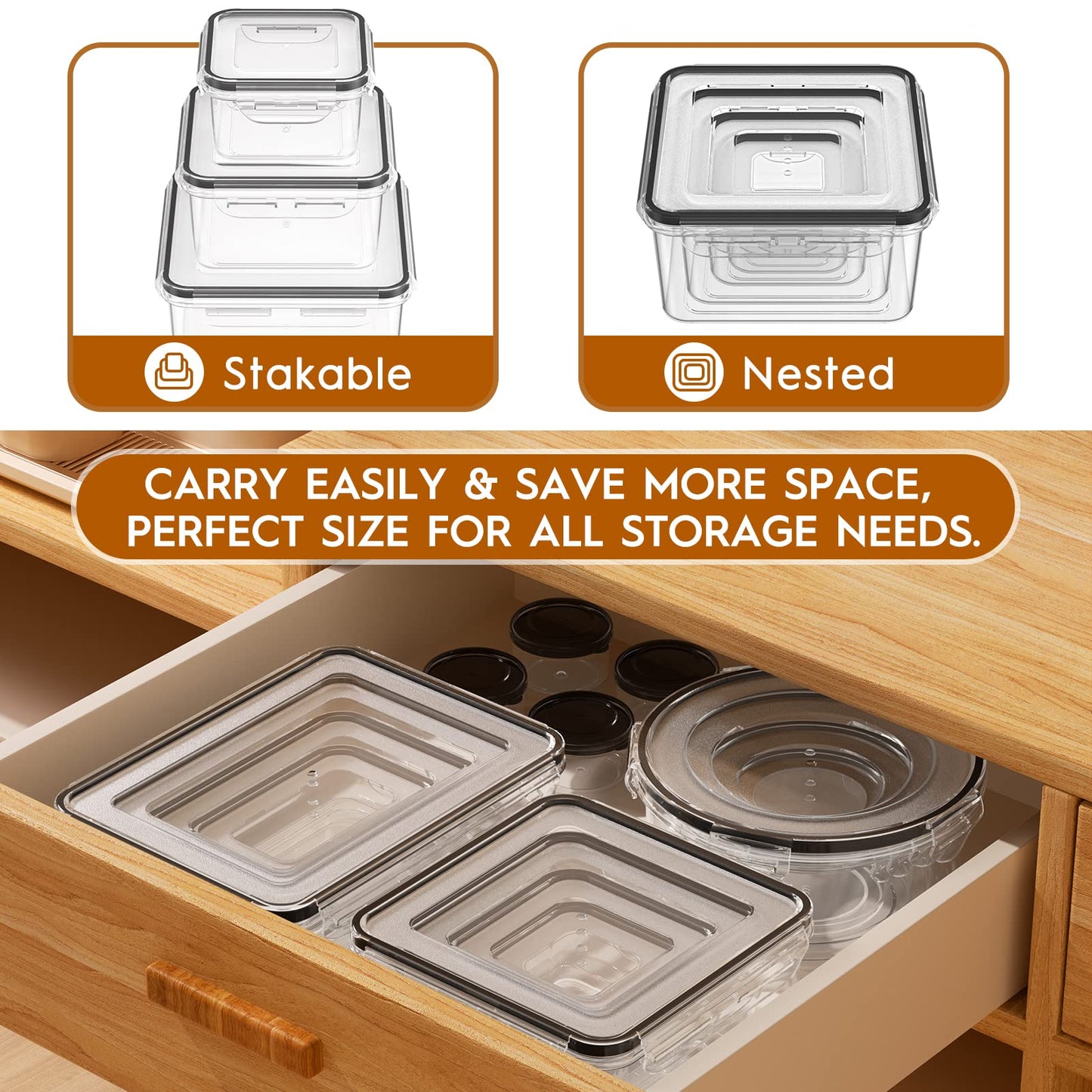 KEMETHY Large 40 Piece Food Storage Containers with Airtight Lids, BPA-free