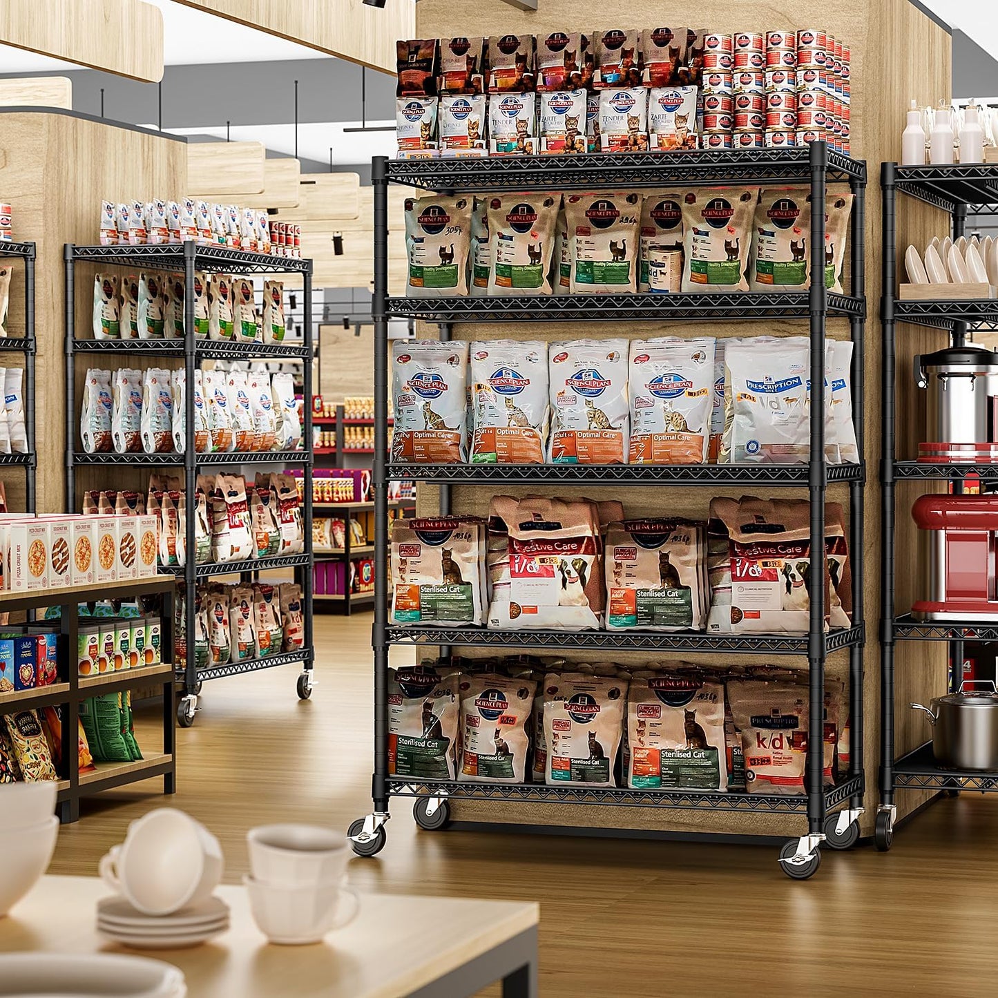 IZEUK Garage Shelving Wide Storage Shelves 5 Tier Metal Shelves 4000 LBS Heavy Duty Adjustable Utility Shelf Rack Black 23.6" D x 53.1" W x 73.6" H