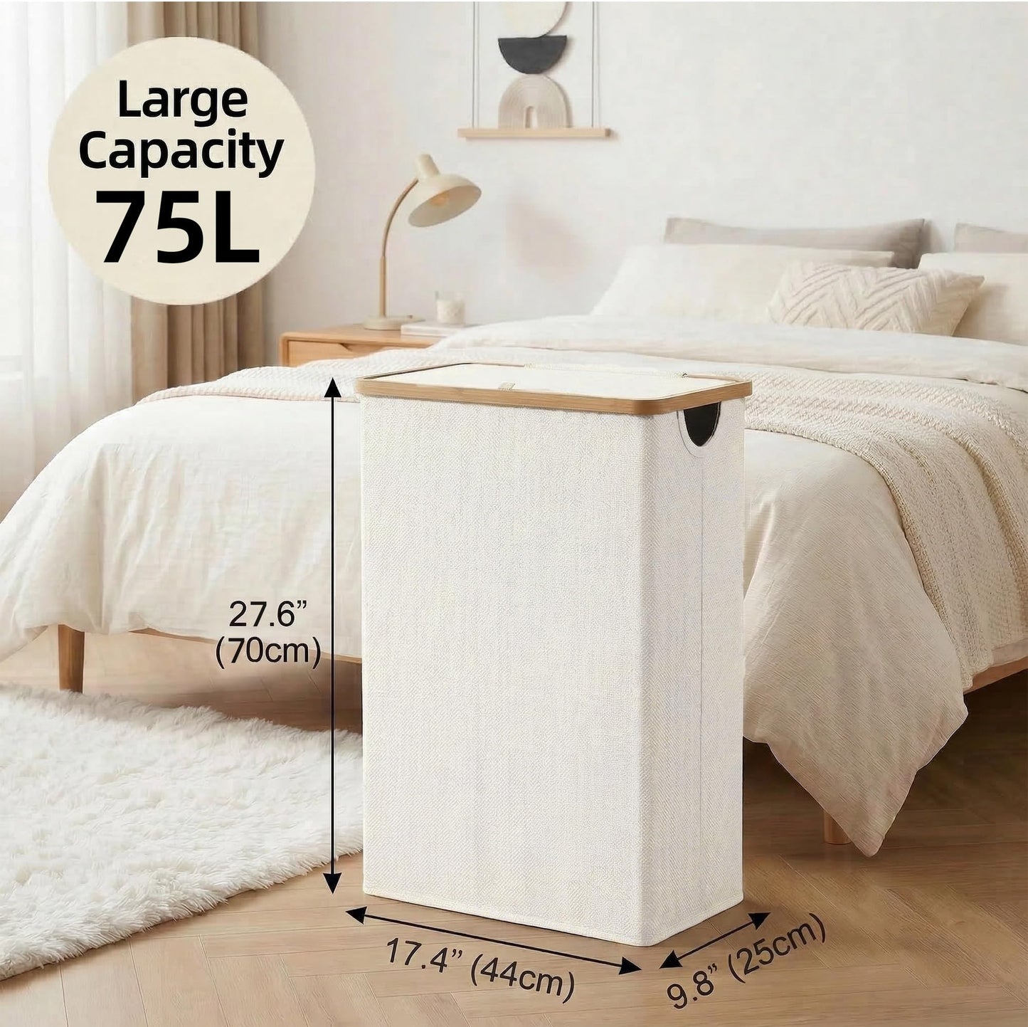 efluky Slim Laundry Basket with Lid, Narrow Laundry Hamper with Removable Bag, Skinny Dirty Clothes