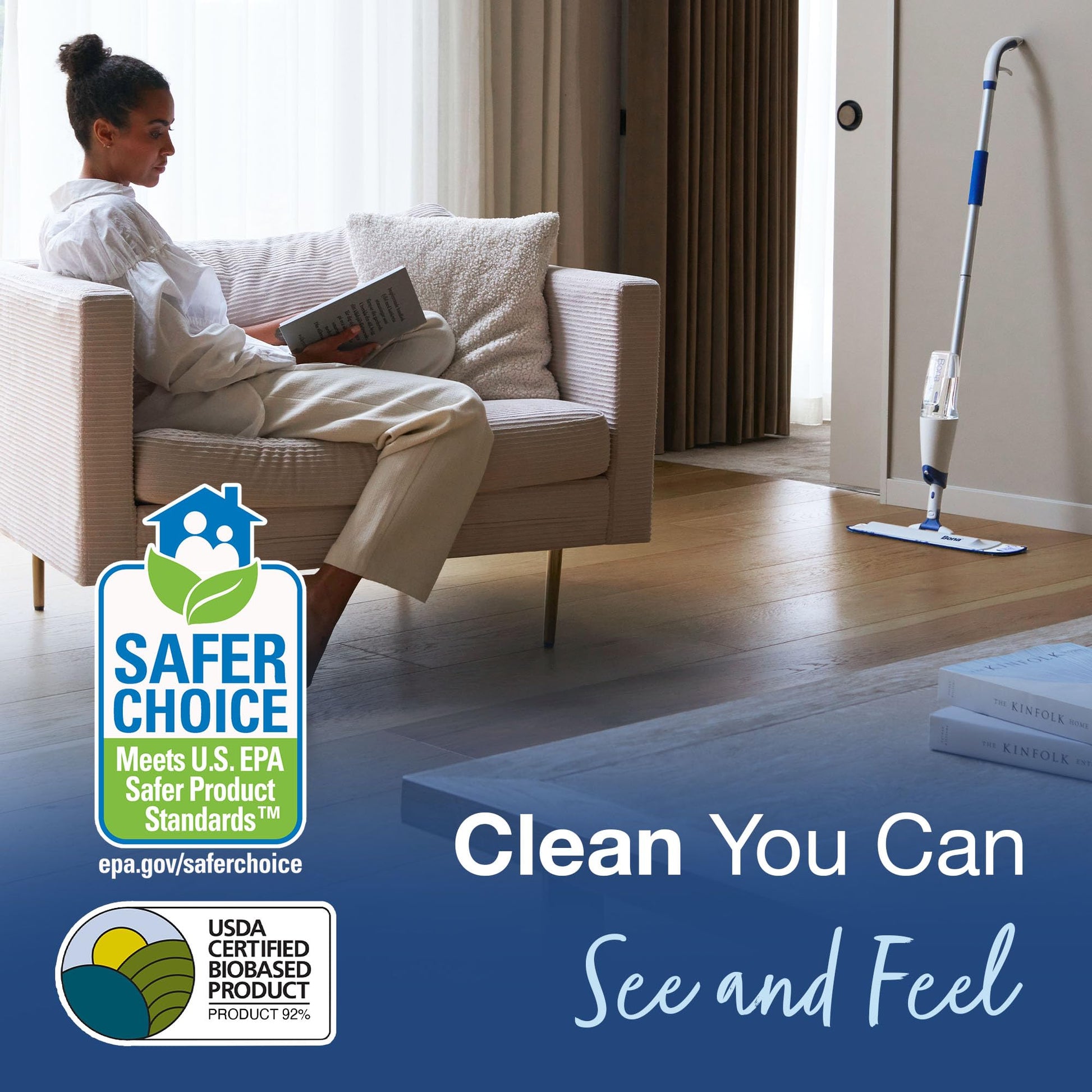 Bona Spray Mop Air - Includes Multi-Surface Floor Cleaner Concentrate and Microfiber Pad - Lemon