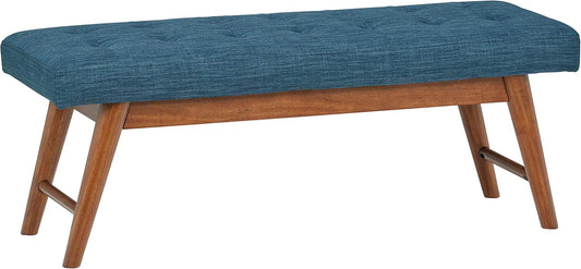 Amazon Basics Modern Haraden Upholstered Button-Tufted Bench, Blue, 16 x 44 x 17 in (Previously