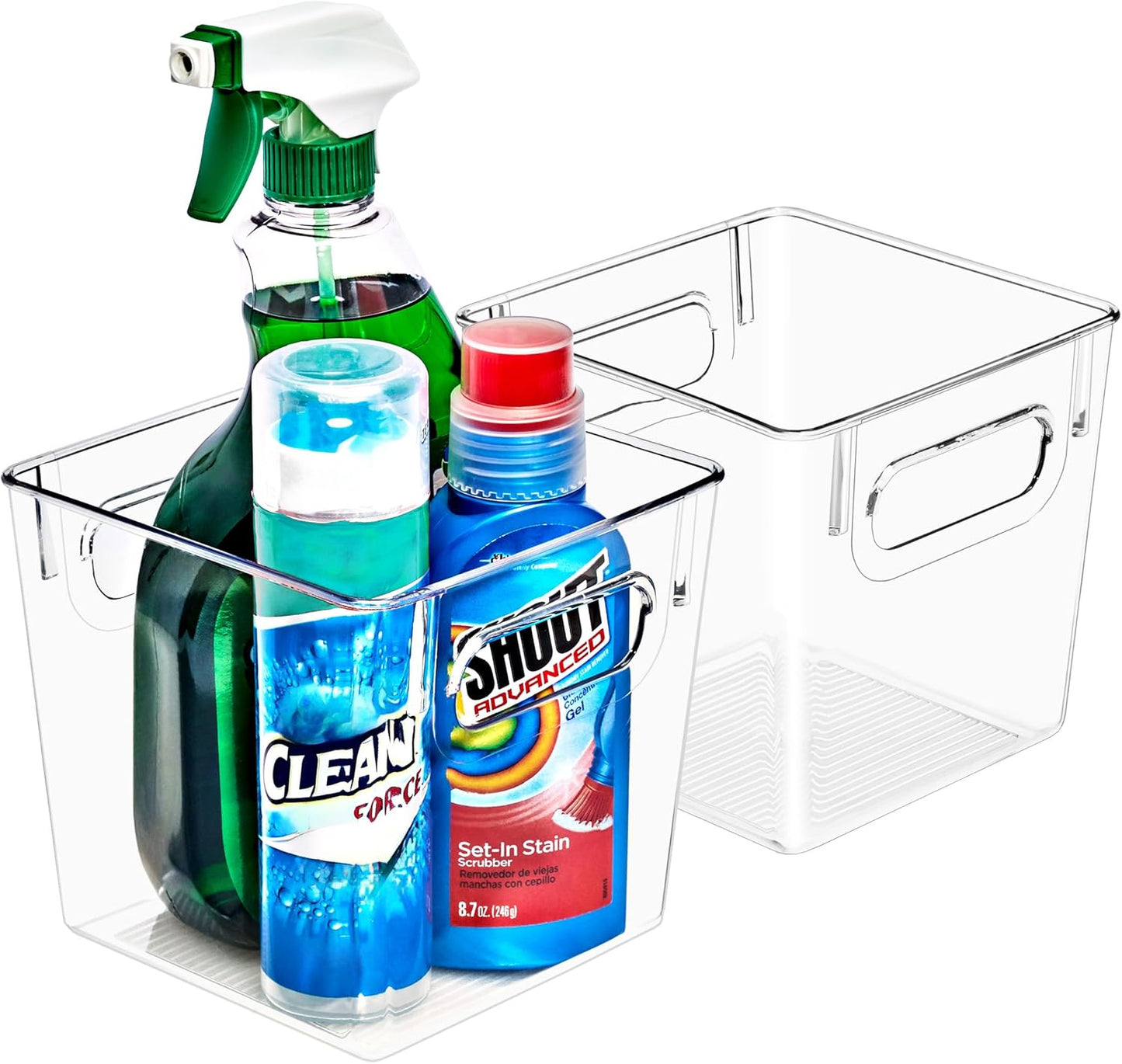 Sorbus 2 Pack Small Clear Plastic Storage Bins, Clear Organizer Bins with Handle for Kitchen, Pantry, Cabinet, Refrigerator, Craft, Toys, Clothes, Closet, Under Sink, Bathroom Organizers and Storage