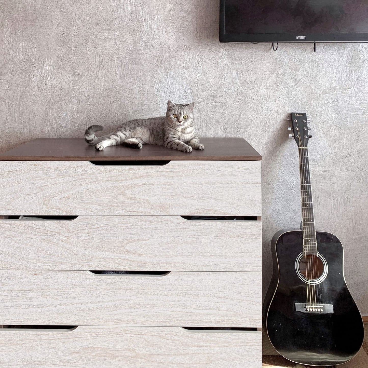 Lativo White Wood Wallpaper Wood Grain Contact Paper for Cabinets 118in18in