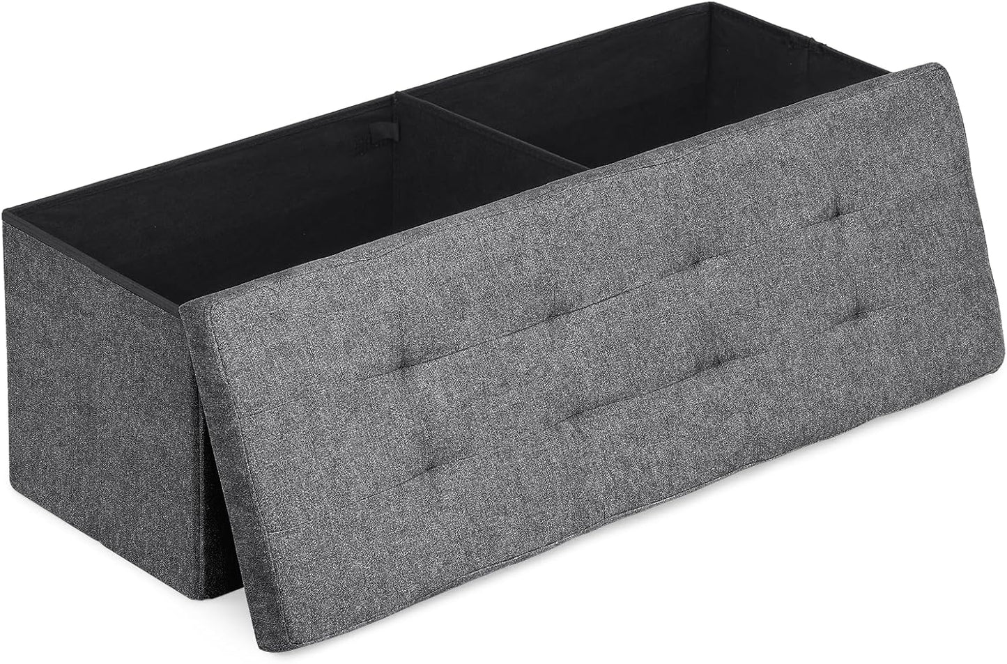 Athena Collection 43" Storage Ottoman Bench Folding Bench with 130L Hidden Storage, Large End of Bed Bench Linen Foot Rest Stool Chest with Flipping Lid for Living Room, Bedroom, Entryway, Dark Gray
