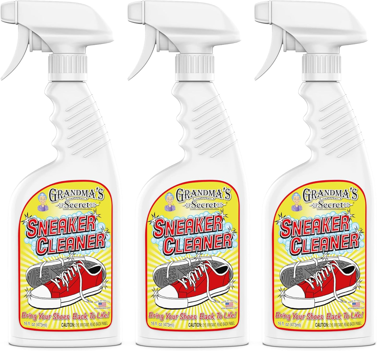 Grandma's Secret Sneaker Cleaner - Shoe Cleaner for Rubber, Canvas and Leather - Stain Remover Spray Removes Dirt, Grime and Grass - Sneakers Cleaner for Outdoor Shoes, Slippers and Moccasins ??16 oz