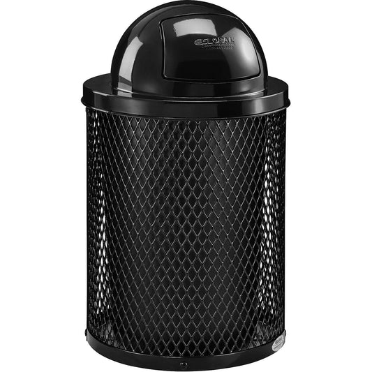 Global Industrial 36 Gallon Outdoor Steel Trash Can with Dome Lid, Plastic Liner and Anchor Kit
