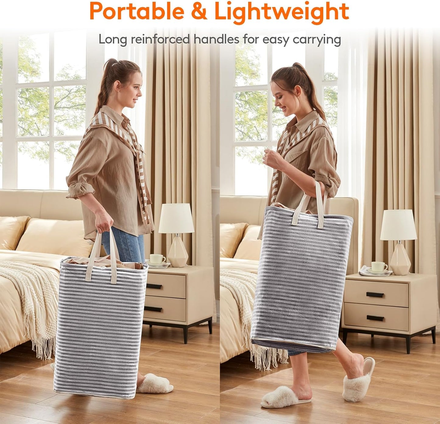 Lifewit 2 Pack Laundry Hamper Large Collapsible Laundry Baskets, Freestanding Waterproof Clothes Hamper with Easy Carry Handles in Laundry Room Bedroom Bathroom College Dorm for Adults, Black, 2 x 80L