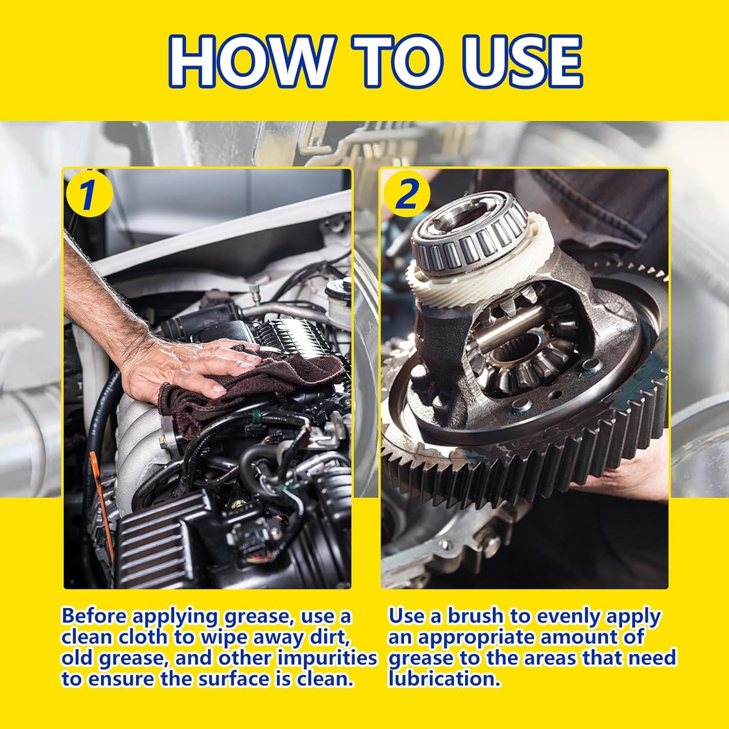 AstraVox Multi-Purpose White Lithium Grease, 60ml Automotive Grease with Brush for Hinges, Wheel Bearings, Gears, and Garage Doors, Bike, Lithium Lubricant Ideal for Household Use, Marine, Industrial