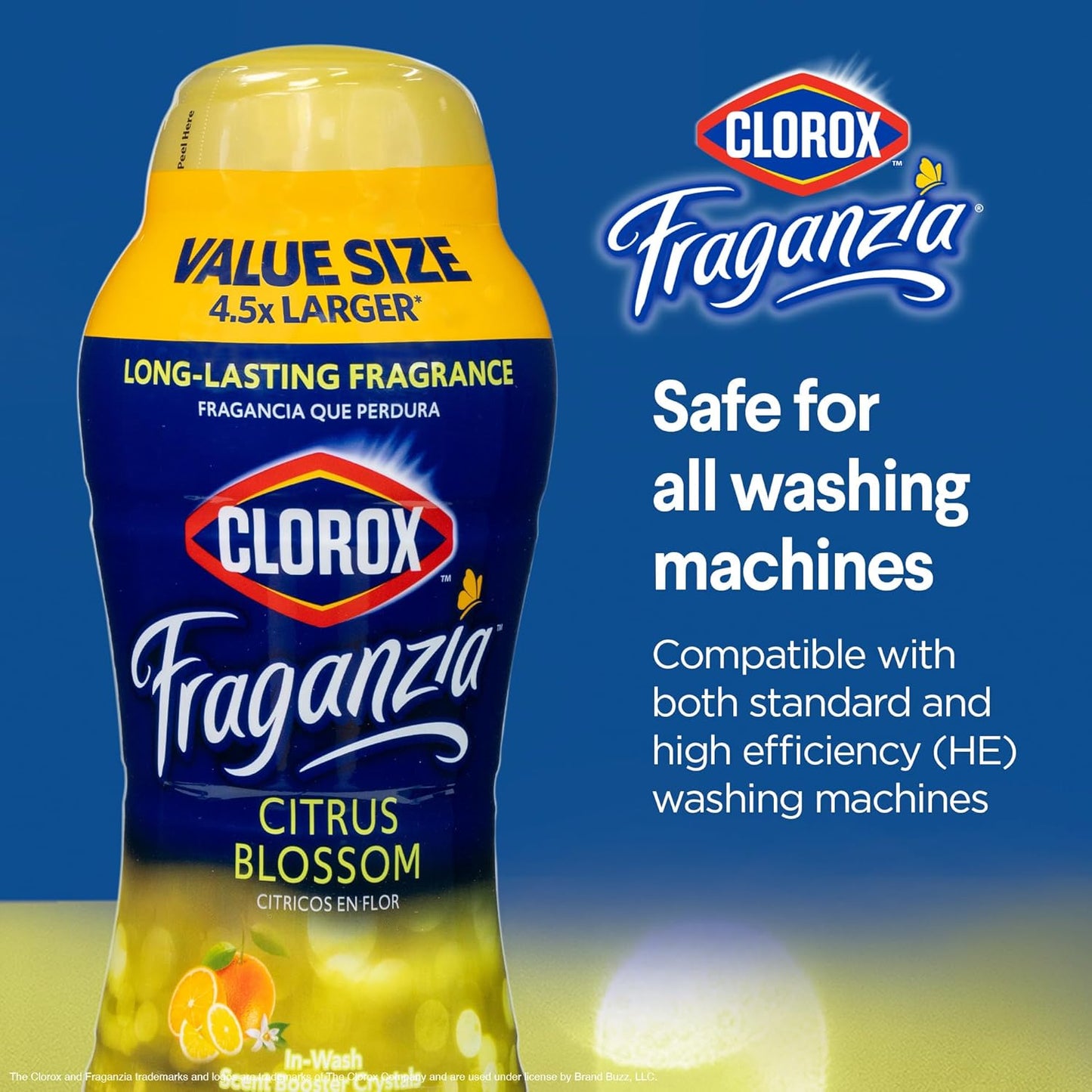 Clorox Fraganzia Laundry Scent Booster Crystals in Citrus Blossom Scent - Scented In-Wash Freshener Beads for Fresh, Clean, Great Smelling Clothes and Linens, 70 Oz