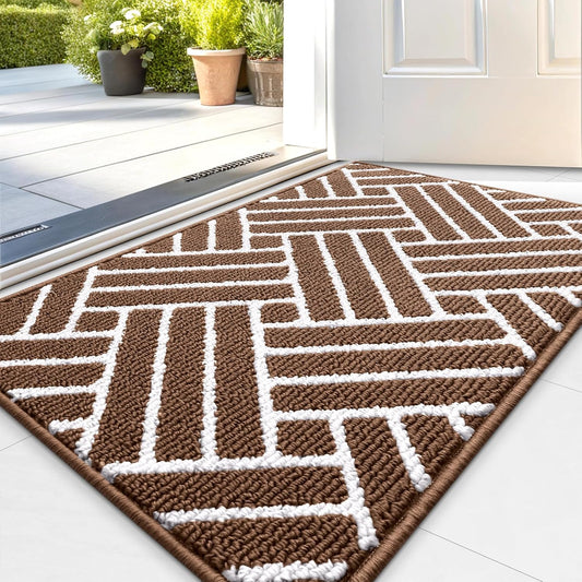 OLANLY Indoor Door Mat, 32x20 Inch, Dirt Resistant and Absorbent, Non-Slip Rubber Backing Floor Mats, Easy Clean Low-Profile Doormat for Entryway, Front Door, and Inside Entrance, Coffee
