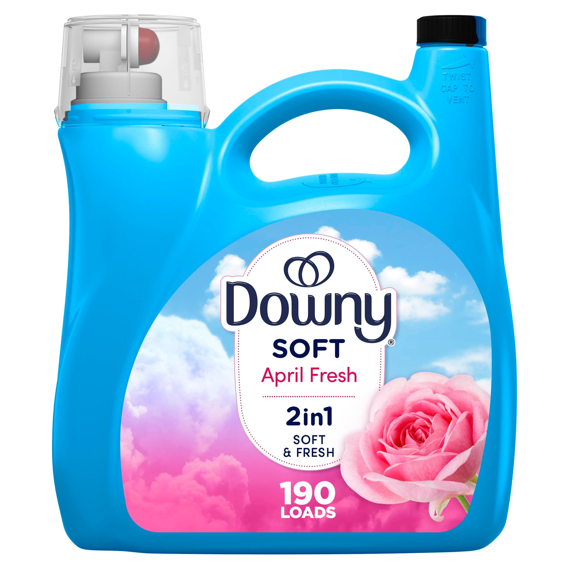 Downy Liquid Fabric Softener, April Fresh 2-in-1 Fresh & Soft, 140 Fl Oz, 190 Loads, Fabric
