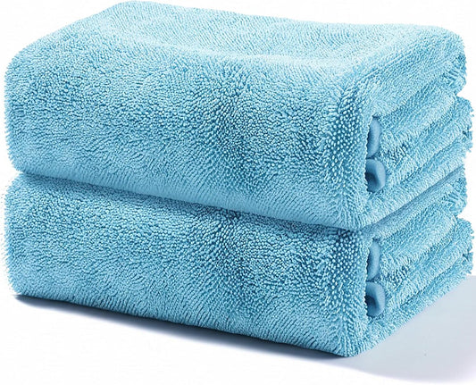 JOYMOOP Microfiber Towels for Cars, 2 Pack 63" x 29.5" Car Drying Towel, Blue Reusable Car Towel