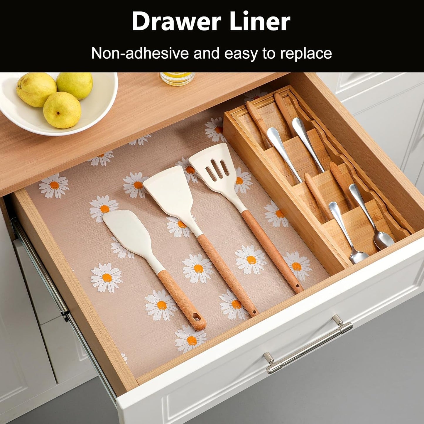 INNOLITES Shelf Liners for Kitchen Cabinets – Drawer Liner Waterproof & Oil-Proof, Non-Adhesive EVA Mat – Durable & Washable – for Shelves, Cupboard, Dresser 23.6" x 360"
