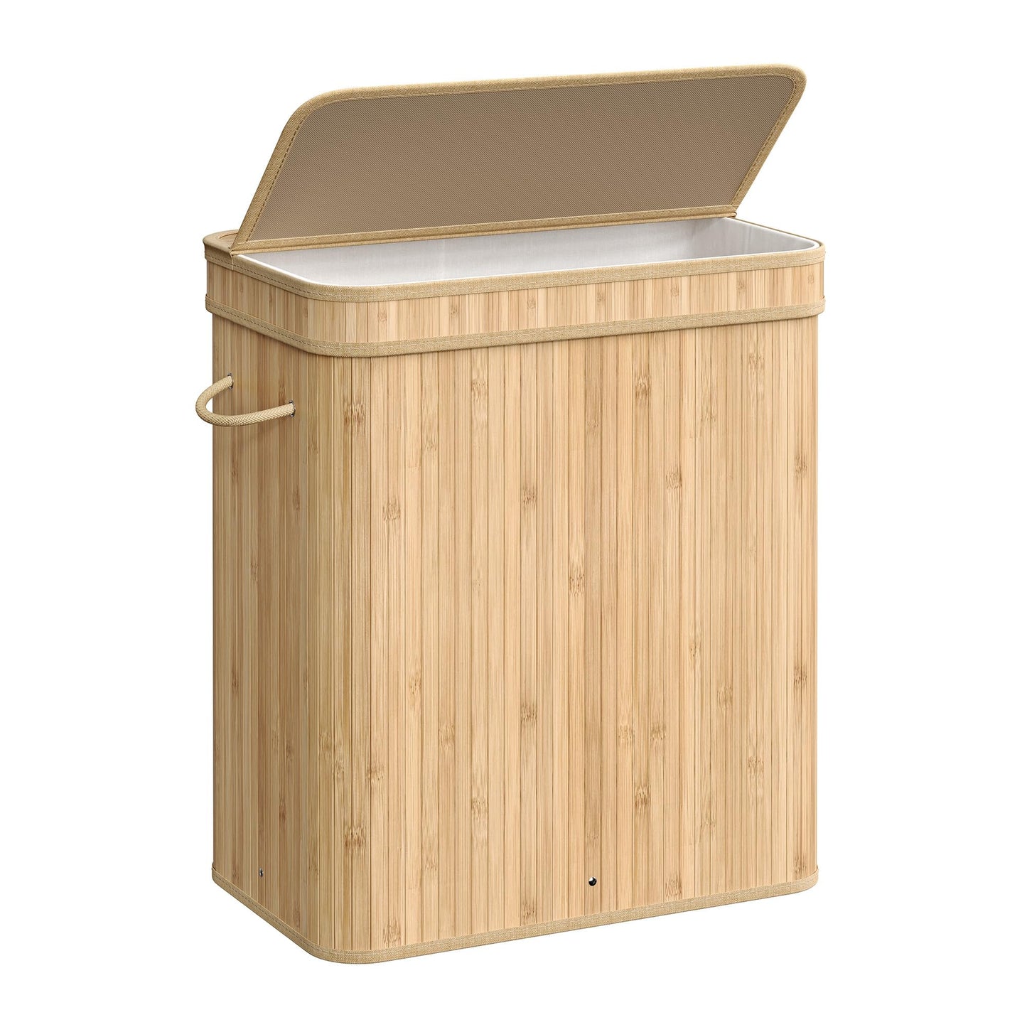 SONGMICS Bamboo Laundry Hamper with Lid, 26.4-Gallons, with Handles