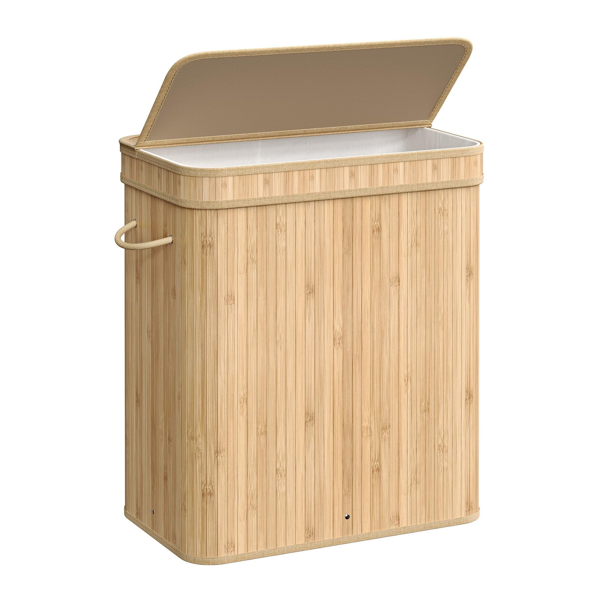 SONGMICS Bamboo Laundry Hamper with Lid, 26.4-Gallons, with Handles