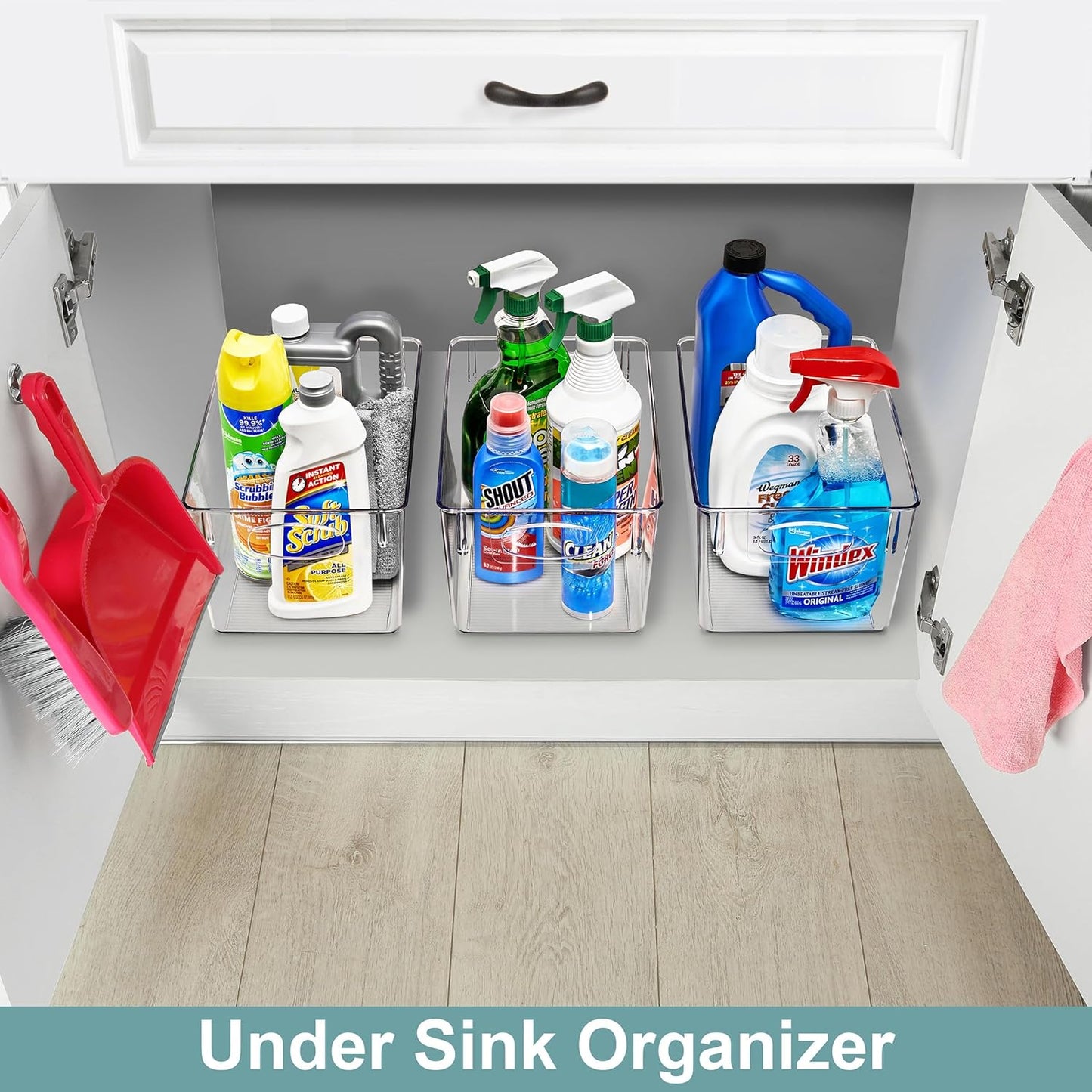 Sorbus 2 Pack Large Clear Plastic Storage Bins, Clear Organizer Bins with Handle for Kitchen, Pantry, Cabinet, Refrigerator, Craft, Toys, Clothes, Closet, Under Sink, Bathroom Organizers and Storage