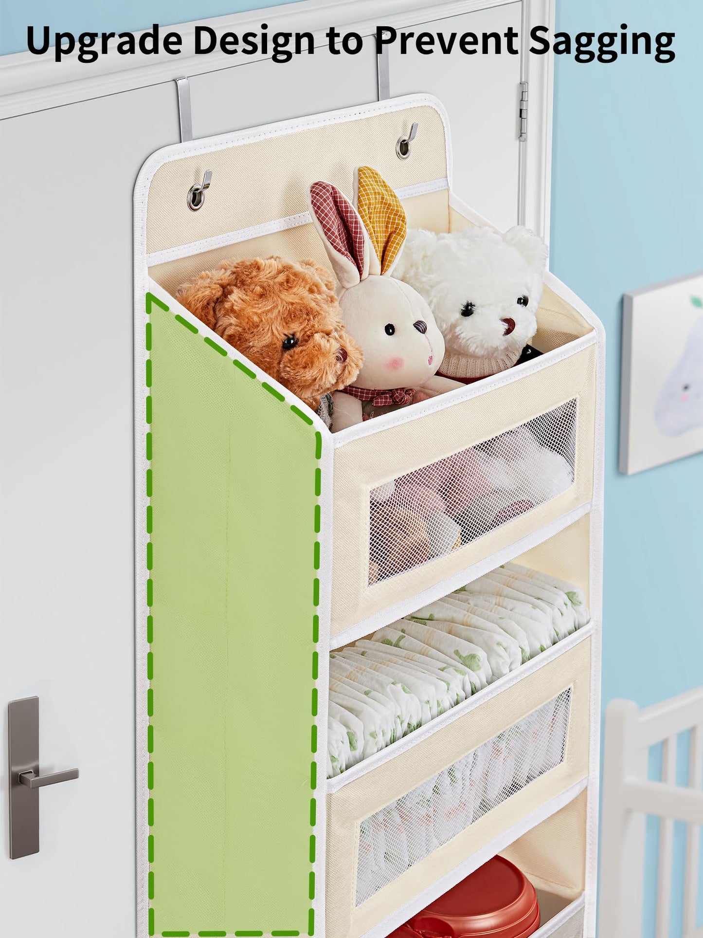 JARLINK Over the Door Organizer for Bedroom, Pantry Bathroom, 5 Shelf Beige