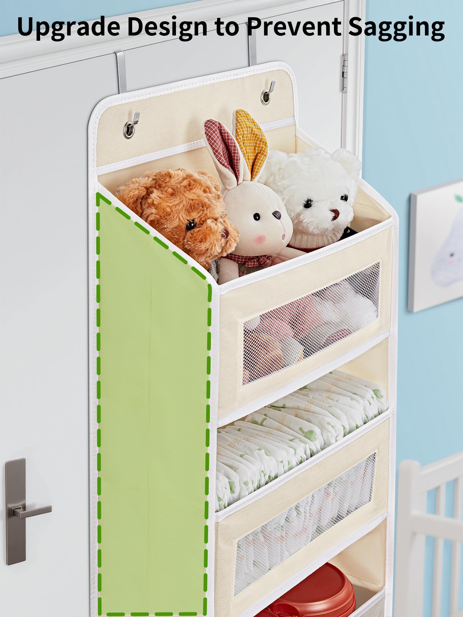 JARLINK Over the Door Organizer for Bedroom, Pantry Bathroom, 5 Shelf Beige