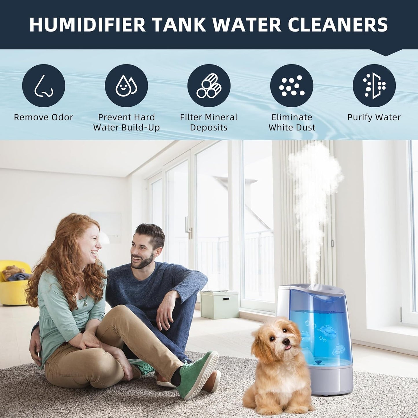 AMI PARTS Humidifier Tank Cleaner Adorable Submarine Purifie Water Soften Hard Water for Warm&Cool Most Humidifiers and Fish Tank 18-Pack (Blue& Yellow)